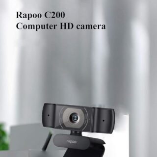 Rapoo C200 720p HD USB Black, 360° Horizontal, 100° Super Wide-Angle Webcam with Microphone for Live Broadcast Video Calling Conference